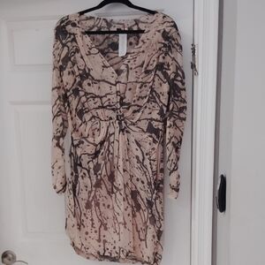 Chic Long Sleeve Abstract Print Dress